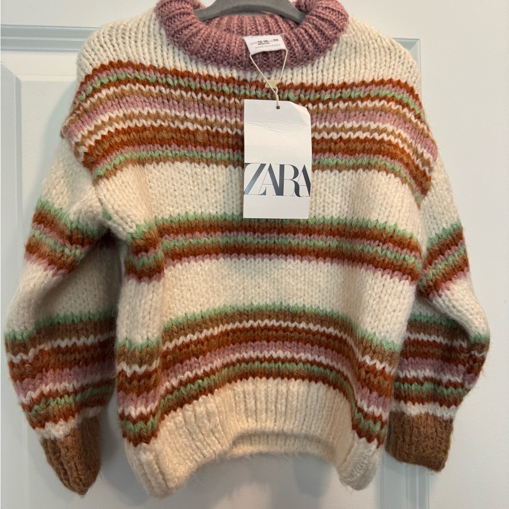 Zara Kids Cream Multicolor Striped Sweater